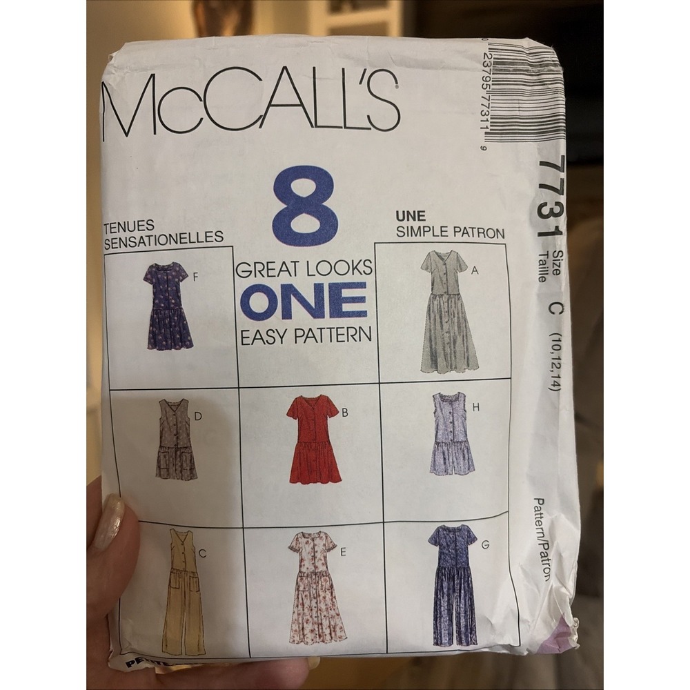 Vintage 1996 McCalls 7731 Sewing Pattern Dress Jumpsuit Romper Size 10 Cut